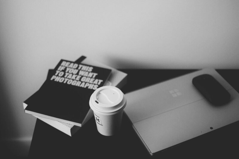 workspace, cup of coffee, desk, magazine, online business, service