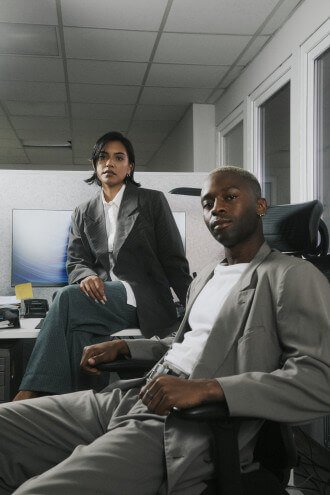Young Man and woman in modern workspace