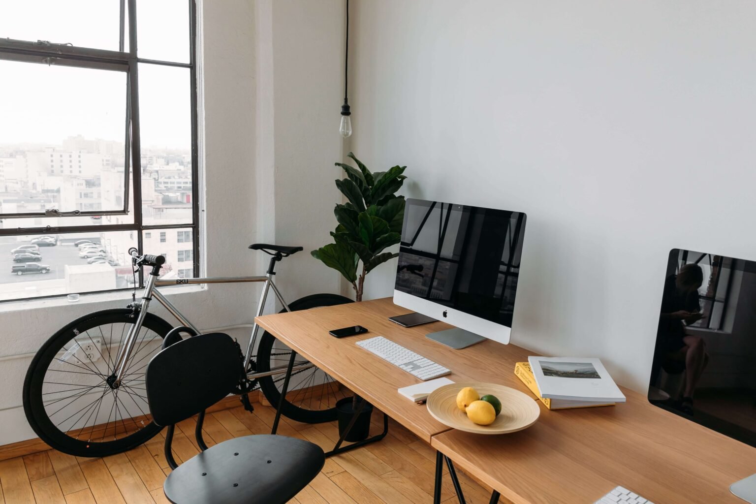 workspace with laptop and desk