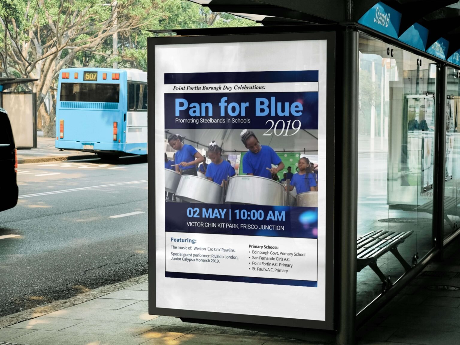 pan for blue flyer design display