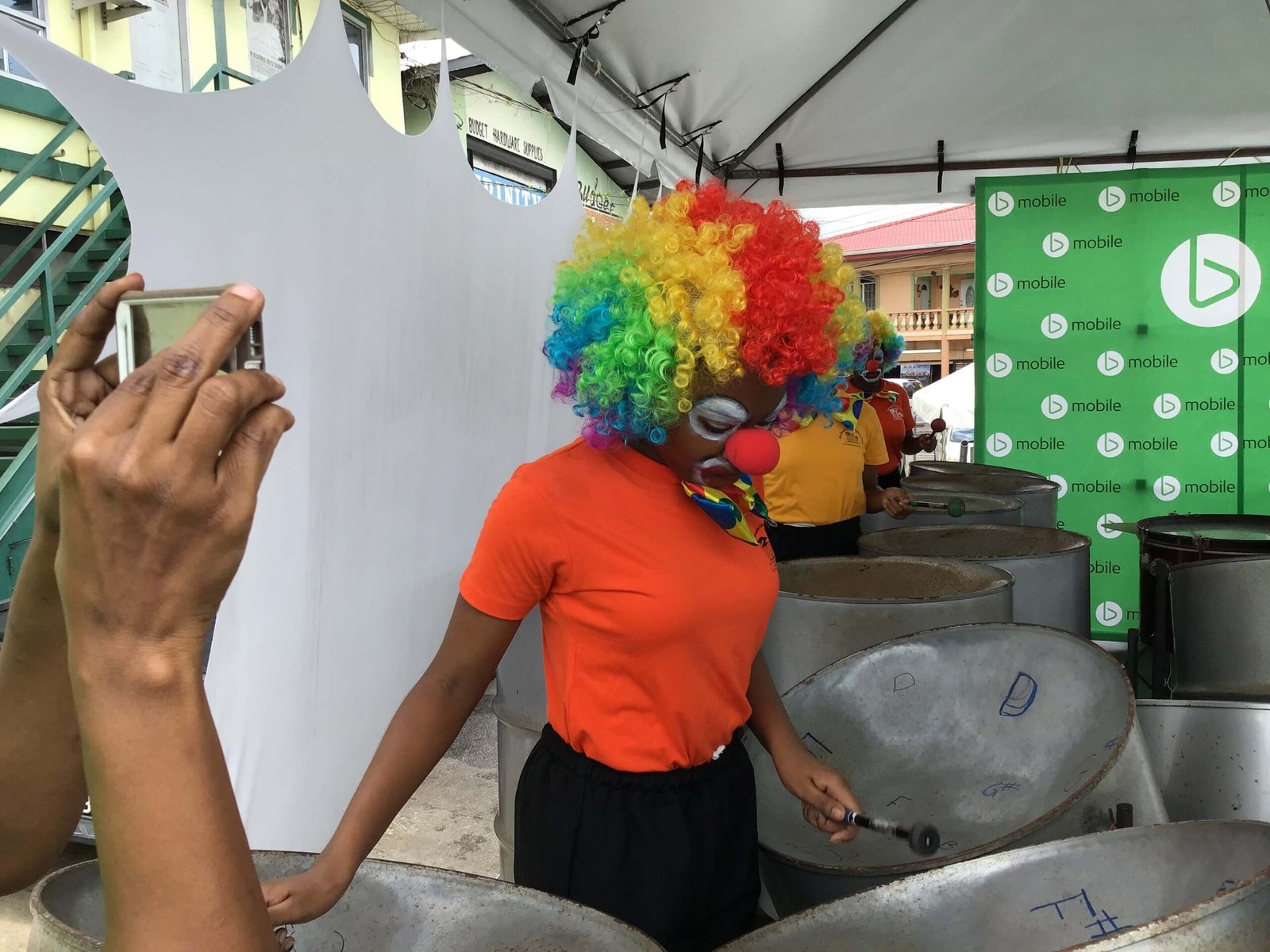 pan for blue primary school steelband player in character