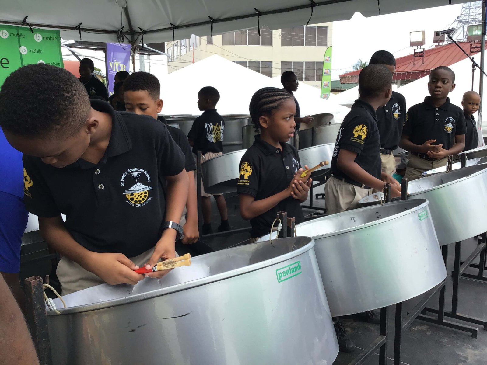pan for blue primary school steelband competition with live band