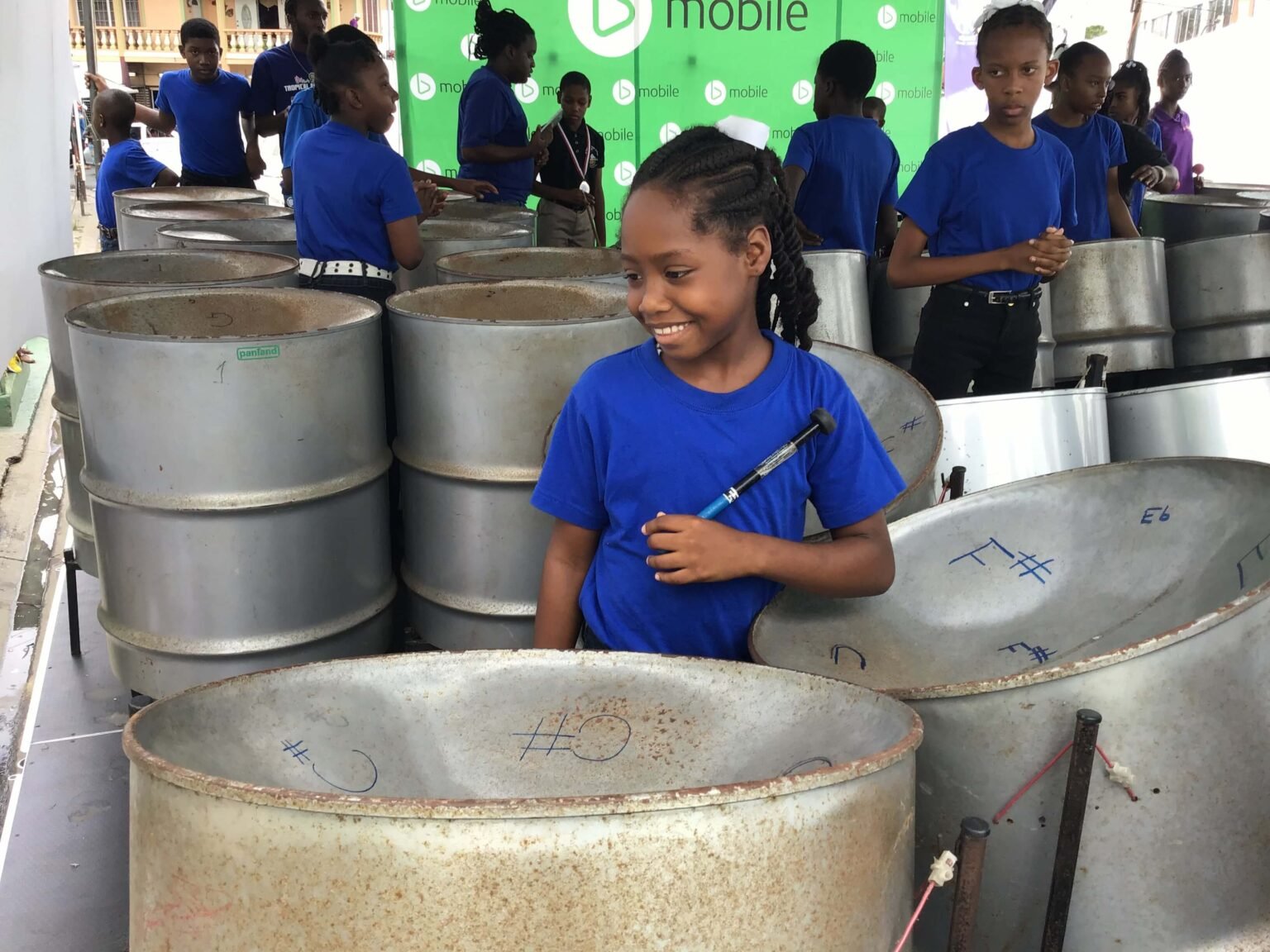 student playing steelpan at pan for blue steelband event