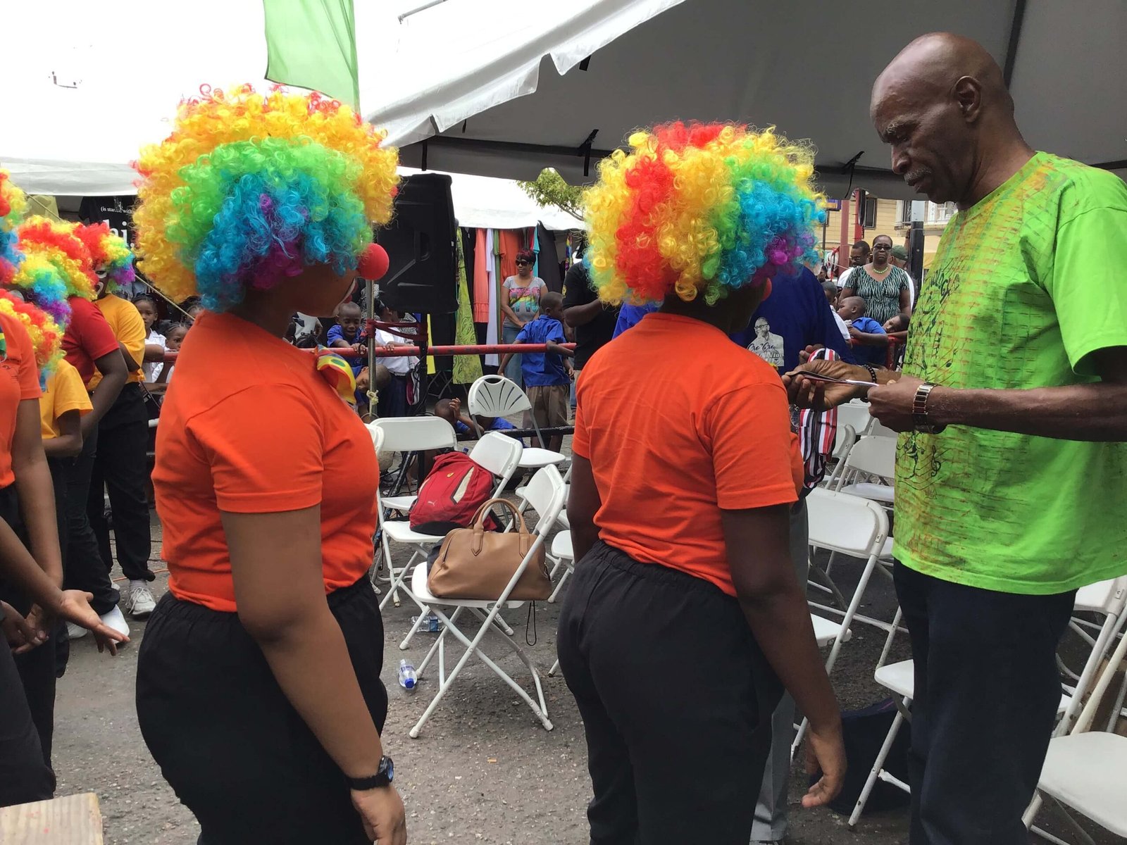 pan for blue steelband players receiving medals of participation